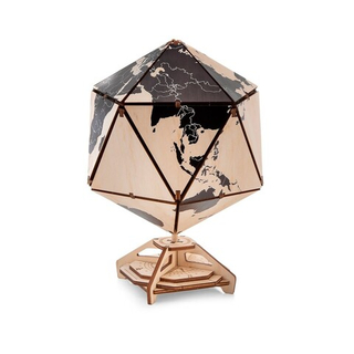 Сборная деревянная модель «Глобус-шкатулка Икосаэдр черный» (EWA)