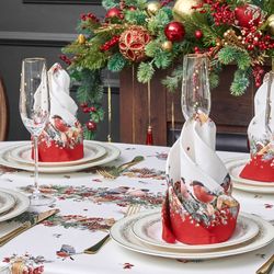 НАБОР САЛФЕТОК ИЗ 2-Х ШТ "МОРОЗКО.СНЕГИРИ",40Х40СМ, 100% ХЛОПОК,КРАСНЫЙ,ТВИЛ