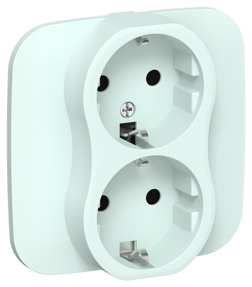 FLITE Розетка 2-местная с заземлением без защитных шторок безвинтовое крепление 16А РС12-1-А-ФлХЛ холодный лед IEK