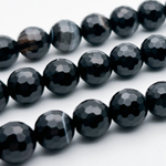 Агат черный граненый бусины, тонирован, диаметр около 9,7-10 мм, цена за 9 шт (1/4 нити)
