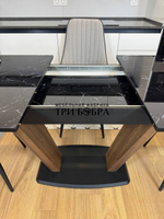 Кухонный раскладной стол "Прадо" черный мрамор и 4 стула Сорренто