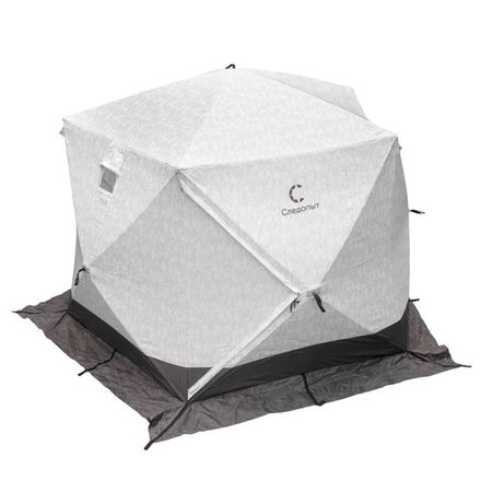 Палатка зимняя СЛЕДОПЫТ Premium 5 стен, 2,8х2,9м,h-2,05м,S по полу 5,6кв.м, 3 слоя, цв.Arctic Cam/Се