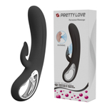 Черный вибратор-кролик Romance Massage - 24 см. (Цвет: черный)