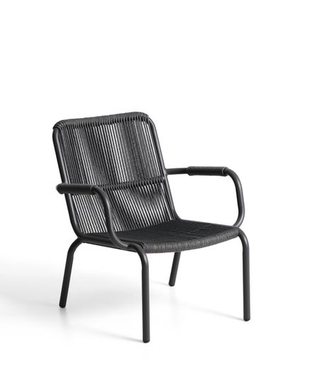 Уличное кресло Salis из графитового алюминия и темно-серой веревки