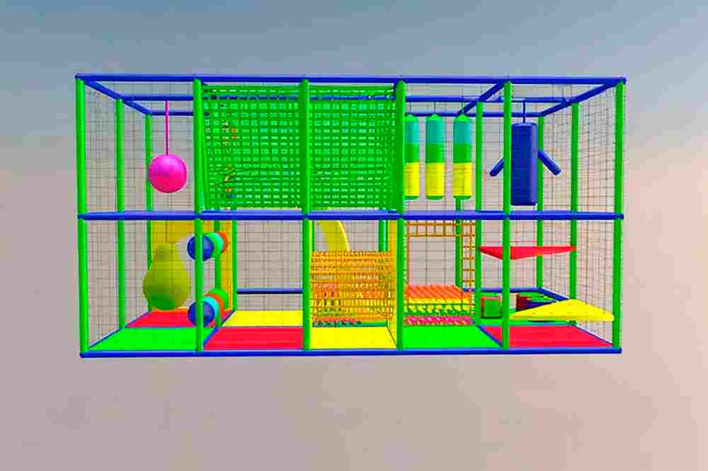 Детский игровой лабиринт с крышей «Сказочный домик» 6,15×2,46×3,3 м