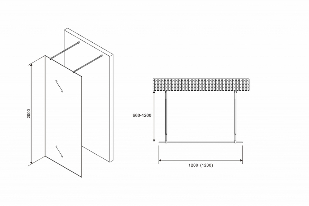 Душевая перегородка Abber Immer Offen 120 AG68120B8 профиль Черный стекло прозрачное