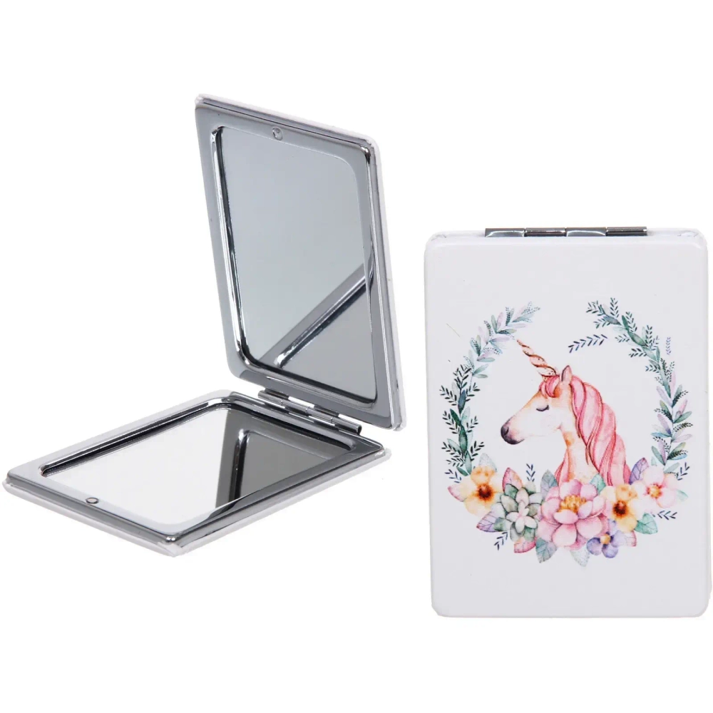 Зеркало косметическое двойное «ФРАТЕЛЛИ», единорожек, 6*8,5см (пакет с подвесом)