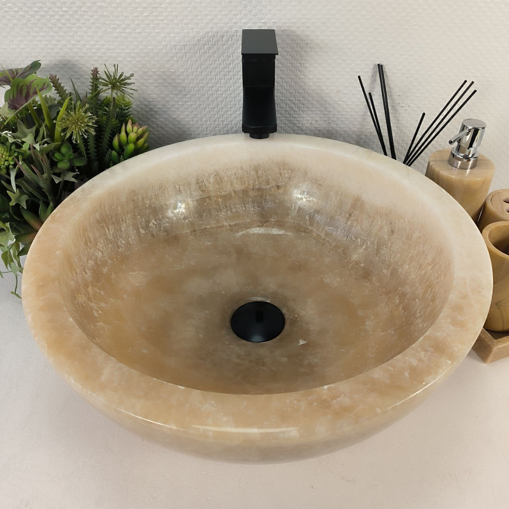 Каменная раковина из оникса Bowl Yellow BO-04725 (45*45*17) 0200 из натурального камня