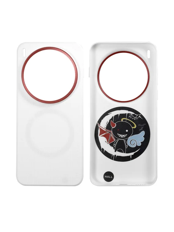 Защитный чехол для Vivo X300 c MagSafe белый с красным кольцом (White-Red)