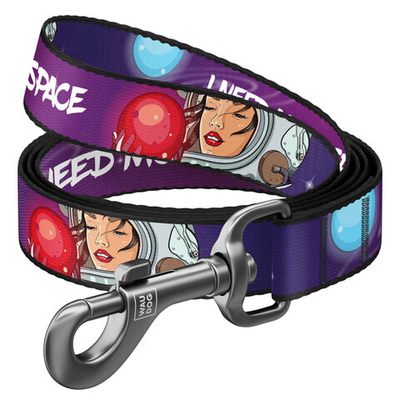 Поводок нейлоновый WAUDOG Nylon "Больше космоса", M, Ш 20 мм, Дл 122 см