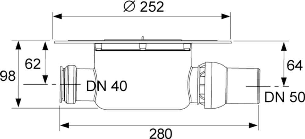 Сифон TECEdrainpoint S DN 50, стандартный, с универсальным фланцем  Seal System