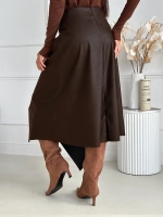 Юбка кожаная трапеция миди