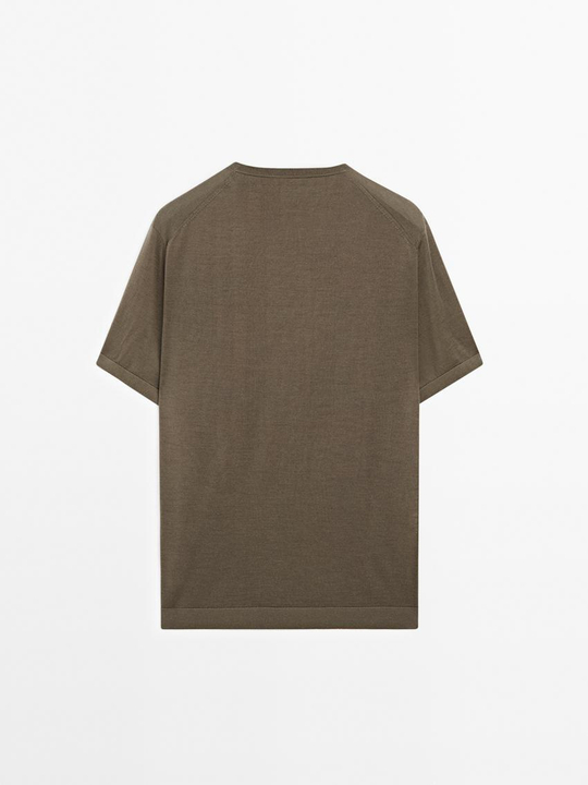 Massimo Dutti Трикотажная футболка с коротким рукавом, хаки