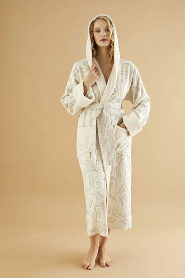 Халат женский велюровый Nusa JAKARLI ORGANIK 3 XL кремовый