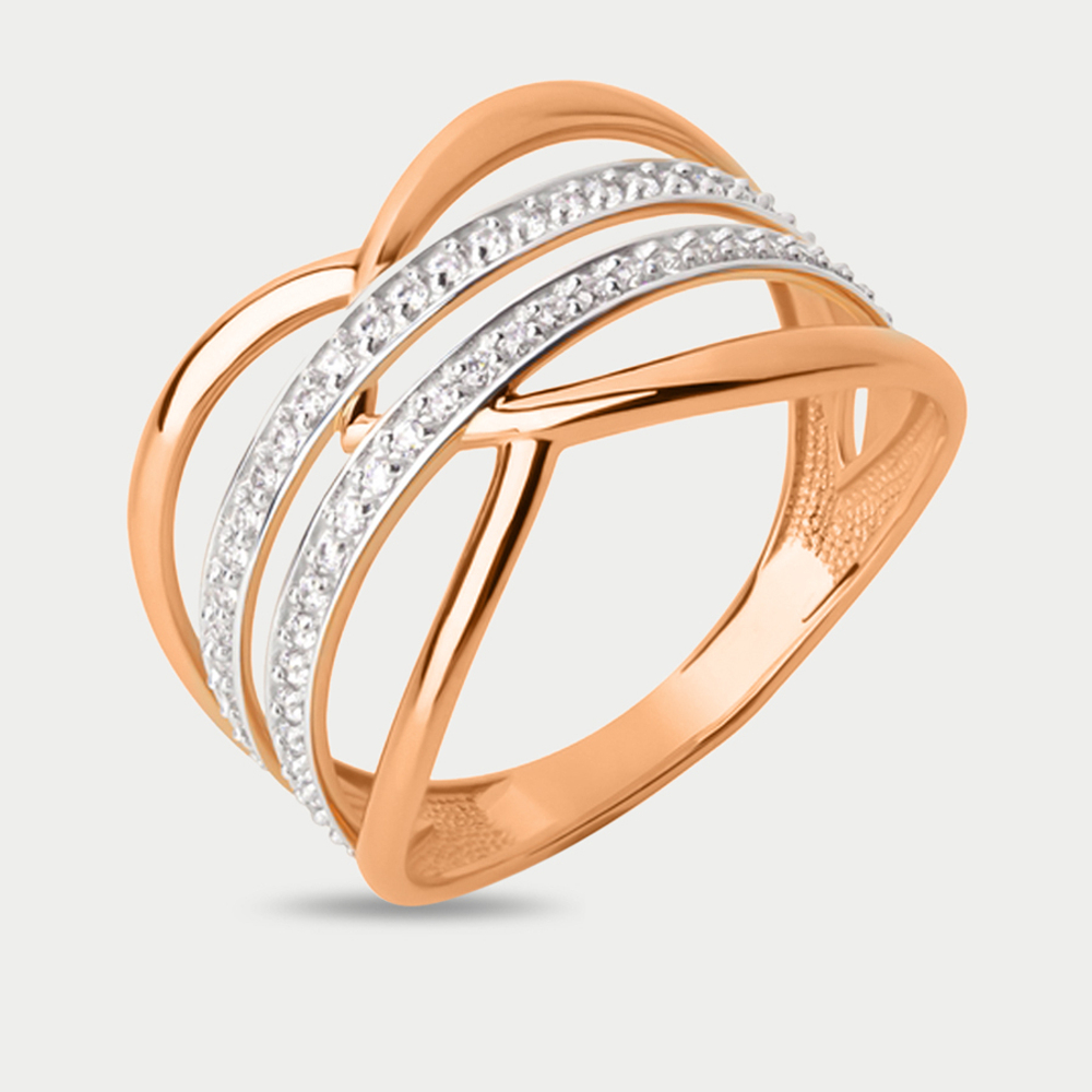 Кольцо женское из розового золота 585 пробы с фианитами (арт. 024731-1102)