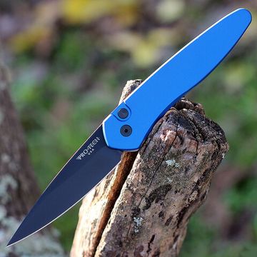 Автоматический нож PT3407 Blue Newport - алюм. синяя рукоять, черн. клинок S35VN