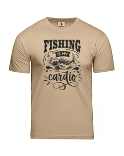 Футболка Fishing is my cardio прямая бежевая