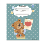 Тетрадь 12л., клетка, Alingar, скрепка, блок офсет, 100% белизна, мелованный картон (стандарт), "Плюшевые мишки", 5 дизайнов в пленке т/у