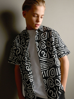 Рубашка с коротким рукавом для мальчика Next AB7-069, Черный, Белый