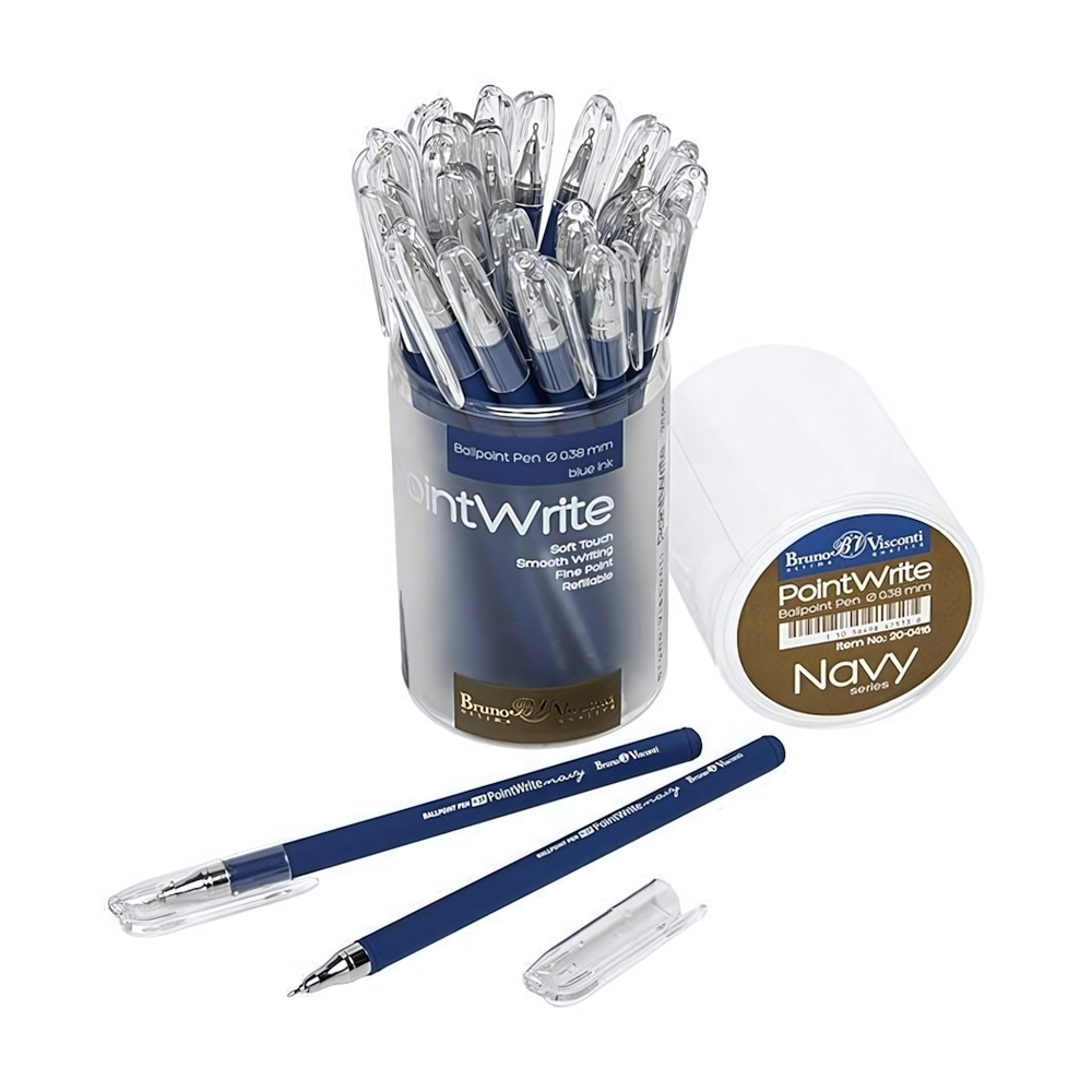 Ручка шарик. 0,38мм. синяя "PointWrite Navy" (BrunoVisconti)