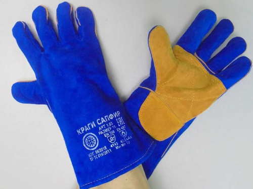 Краги спилковые ТРЕК САПФИР ЛЮКС пятипалые с подкладкой (12шт/уп)