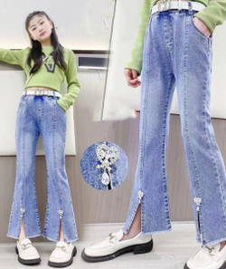 джинсы на резинке Стразы-сердечки 4548