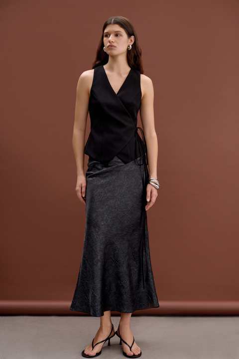 Юбка из сатина с металлическим эффектом