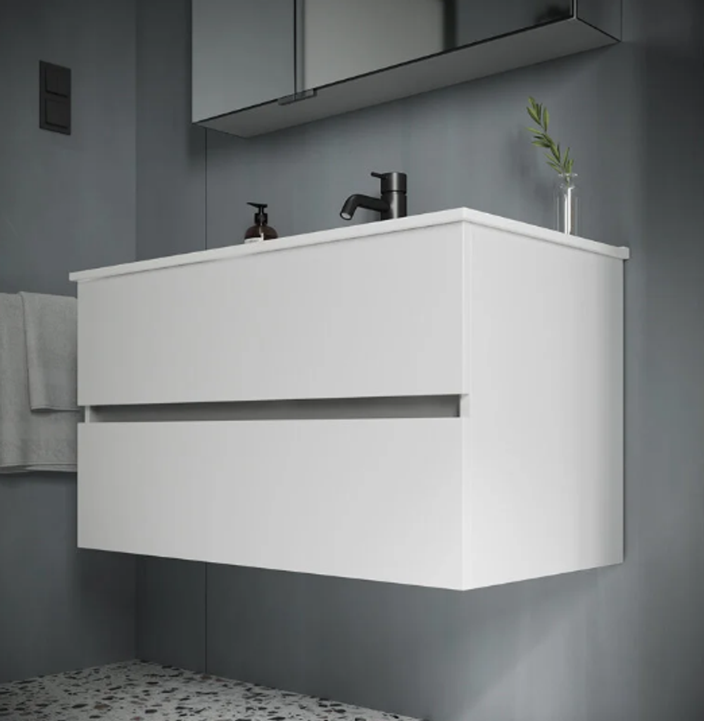 UR100W Тумба SANCOS подвесная URBAN 2я 100 бел.глянец