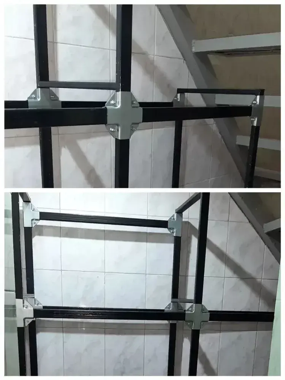 Крепеж теплиц угловой внутренний 20х20мм 4х-сторонний, подходит для теплицы и стеллажа, 8 пар- толщина металла 1.5мм