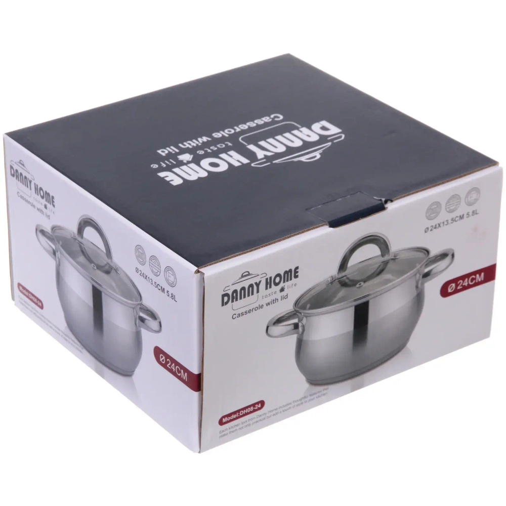 Кастрюля из нержавеющей стали BARBARA 5,8л, индукция, DH08-24