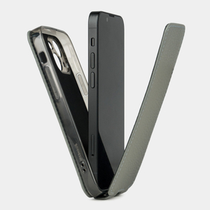 Чехол кожаный для iPhone 13 серого цвета