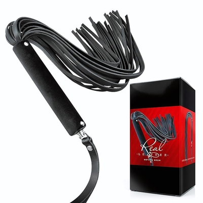 Черная кожаная плеть-флоггер - 84 см. (Цвет: черный)