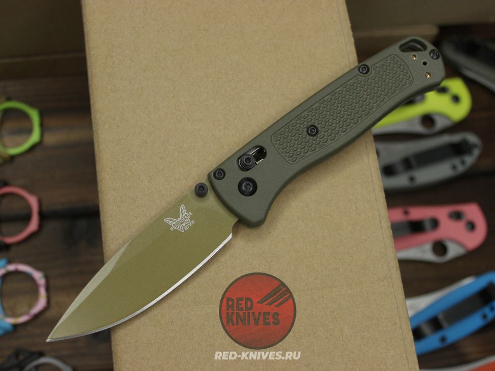 Нож Benchmade 535 Bugout Tactical Green А+++ - болотная рукоять, клинок бронза
