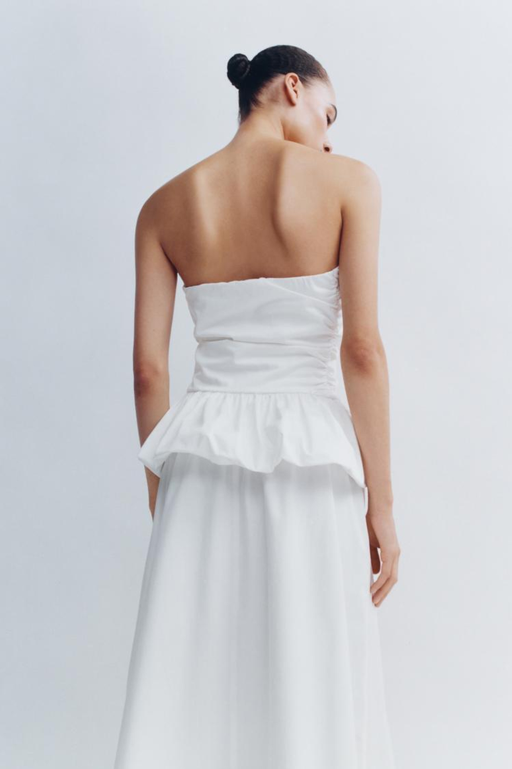 ZARA ОБЪЕМНЫЙ ТОП ИЗ ПОПЛИНА, БЕЛЫЙ