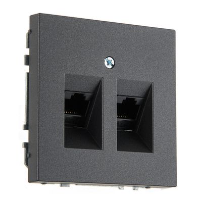 Розетка компьютерная RJ45 двойная LIREGUS MODERN IKL-002-01.M/BM антрацит матовый