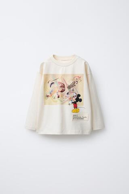 ZARA ФУТБОЛКА С ПРИНТОМ MICKEY MOUSE © DISNEY, ЭКРЮ