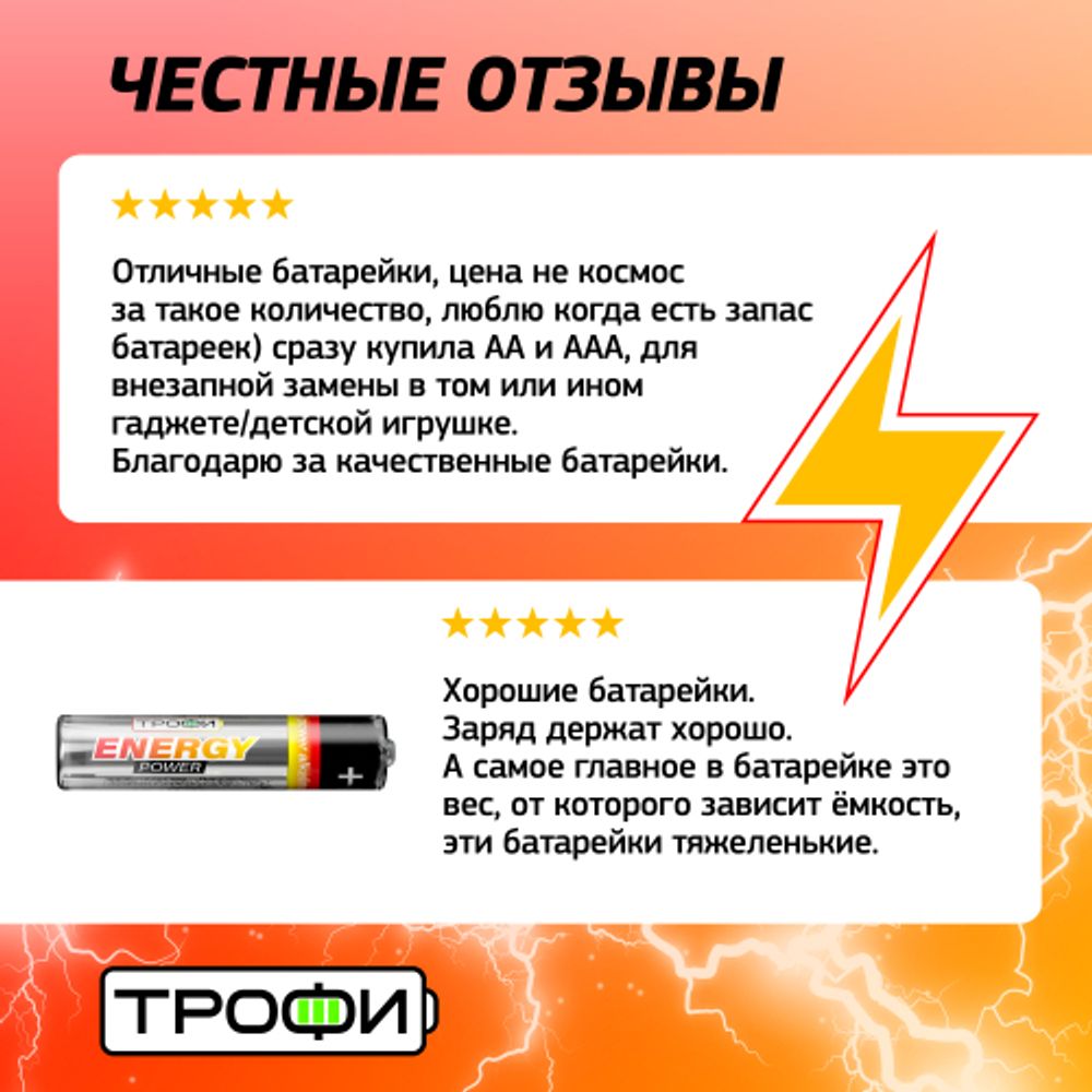 Батарейки Трофи LR03-10BL ENERGY POWER Alkaline