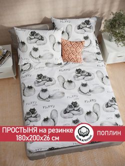 Простынь на резинке поплин Сказка "Флиппи" 180x200 см