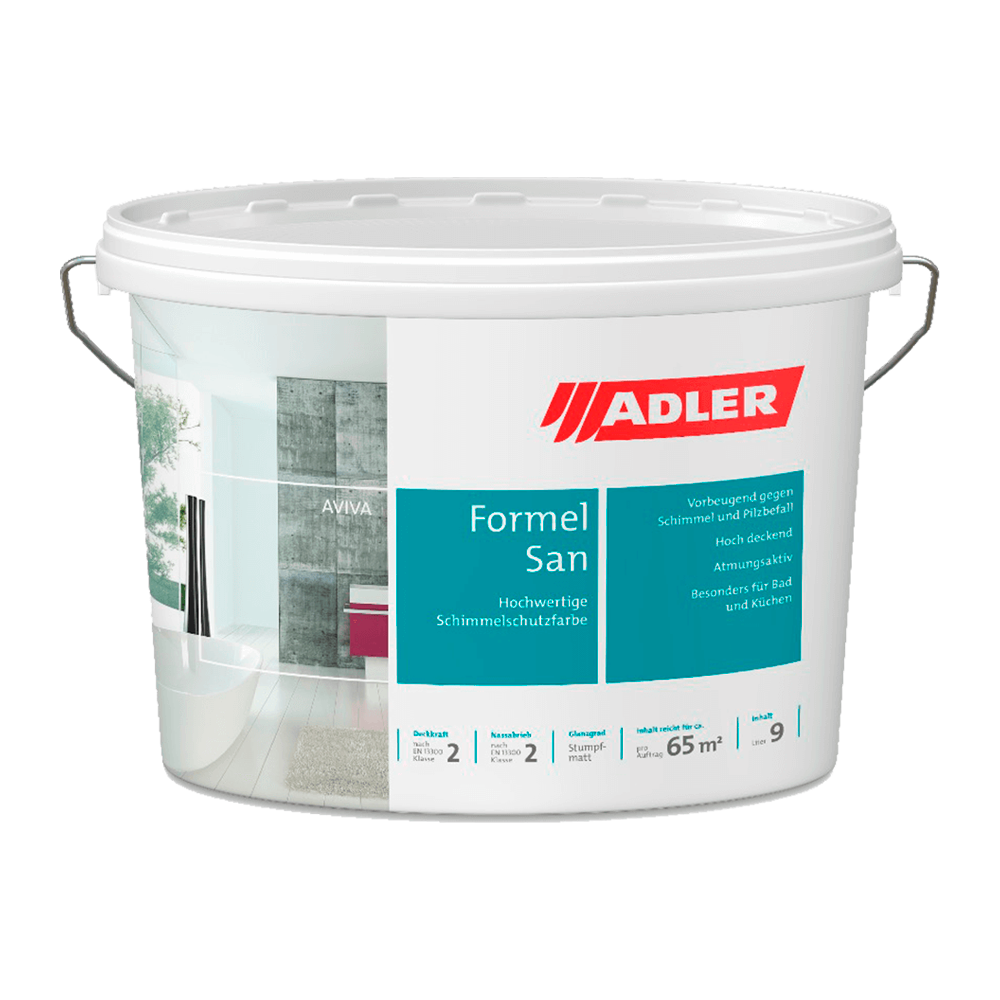 Aviva Formel-San - специальная интерьерная краска с защитой от плесени и грибков без запаха | Adler (Австрия)