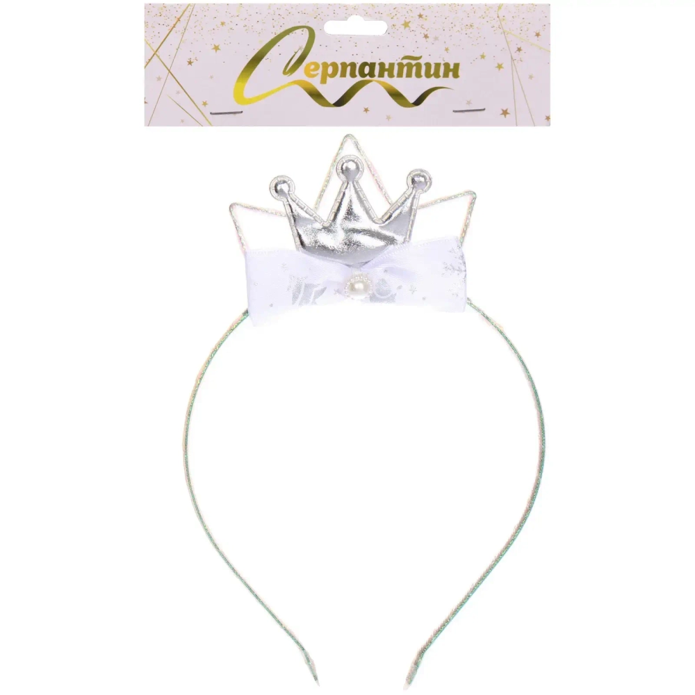 Ободок «Королевский бант» 18 см, Серебро