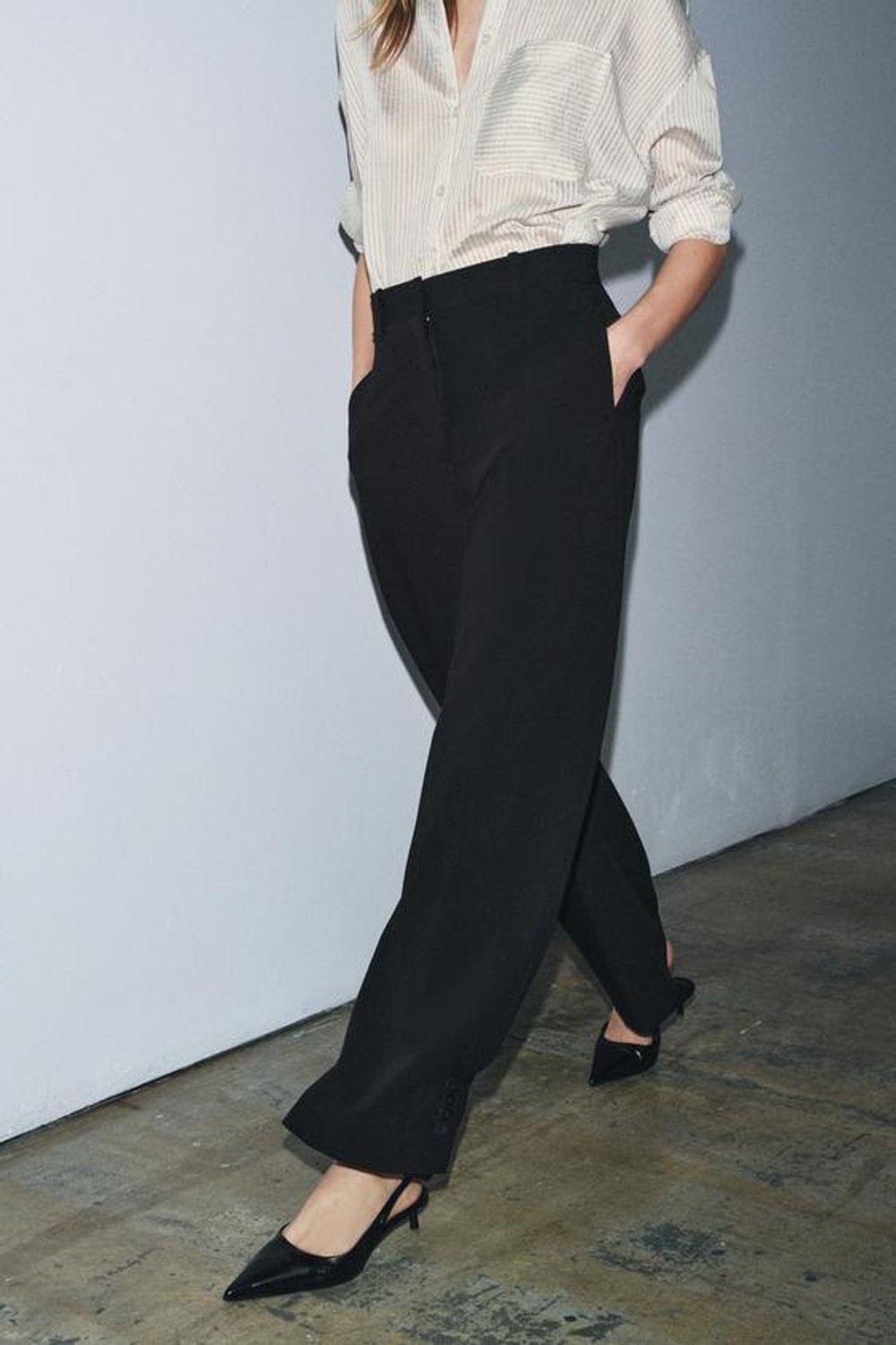 ZARA БРЮКИ БАЛЛОН С ПУГОВИЦАМИ — ZW COLLECTION, ЧЕРНЫЙ