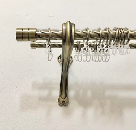 Карниз кованый консольный витой Цилиндр II d25/16 мм двухрядный, цвет бронза