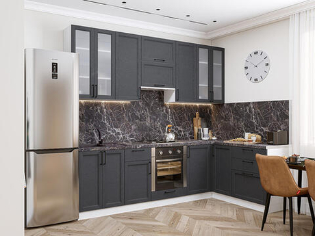 Угловая модульная кухня Сканди-04 Graphite Softwood - Белый 2340*2650/1590*600