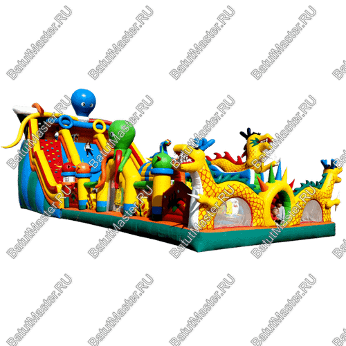 Коммерческий надувной батут "Осьминоги и драконы" 20*8*8 м