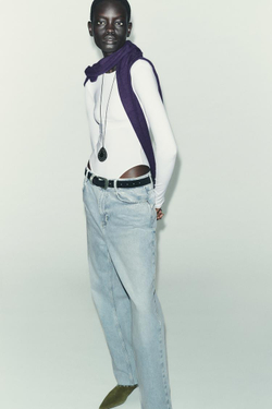 ZARA БАЗОВОЕ БОДИ ИЗ ПОЛИАМИДА, БЕЛЫЙ