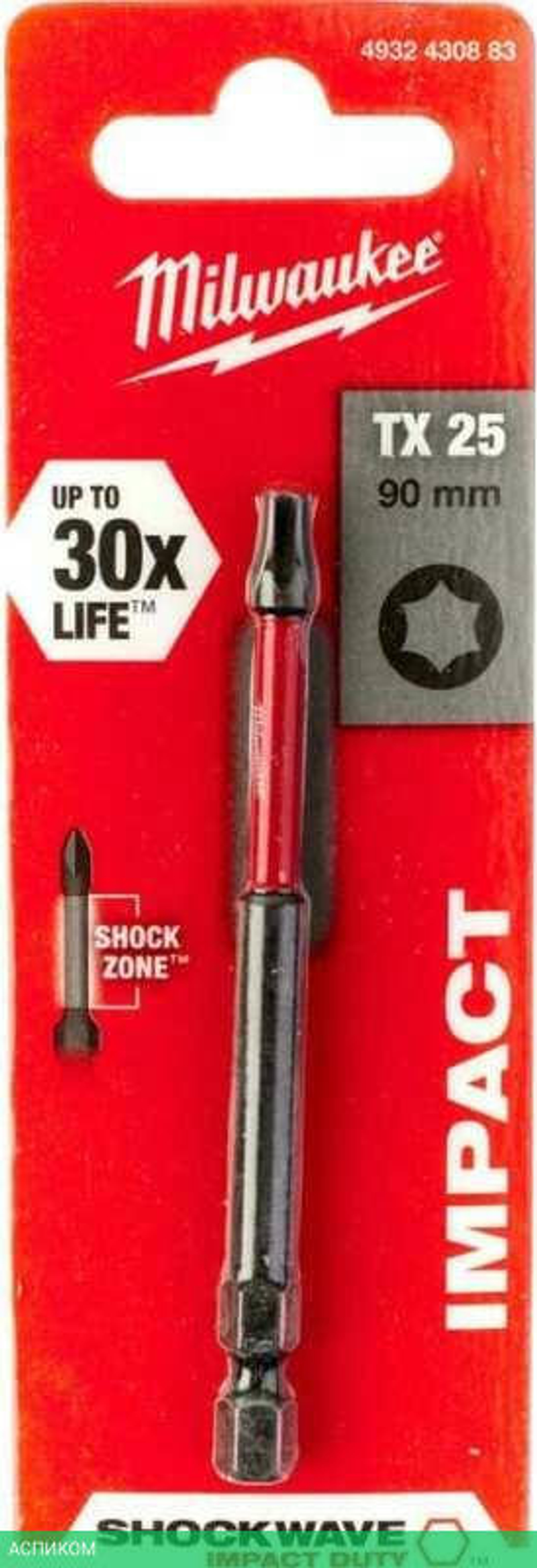 Бита Milwaukee Shockwave TX25 90мм (4932430883)