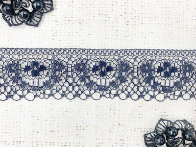 Кружево-трикотаж, ш. 4,2 см, тёмно-синий
