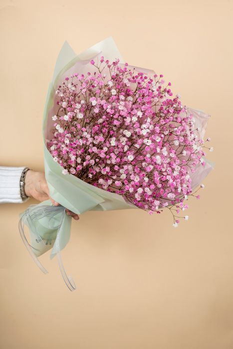 Букет из розовой гипсофилы
