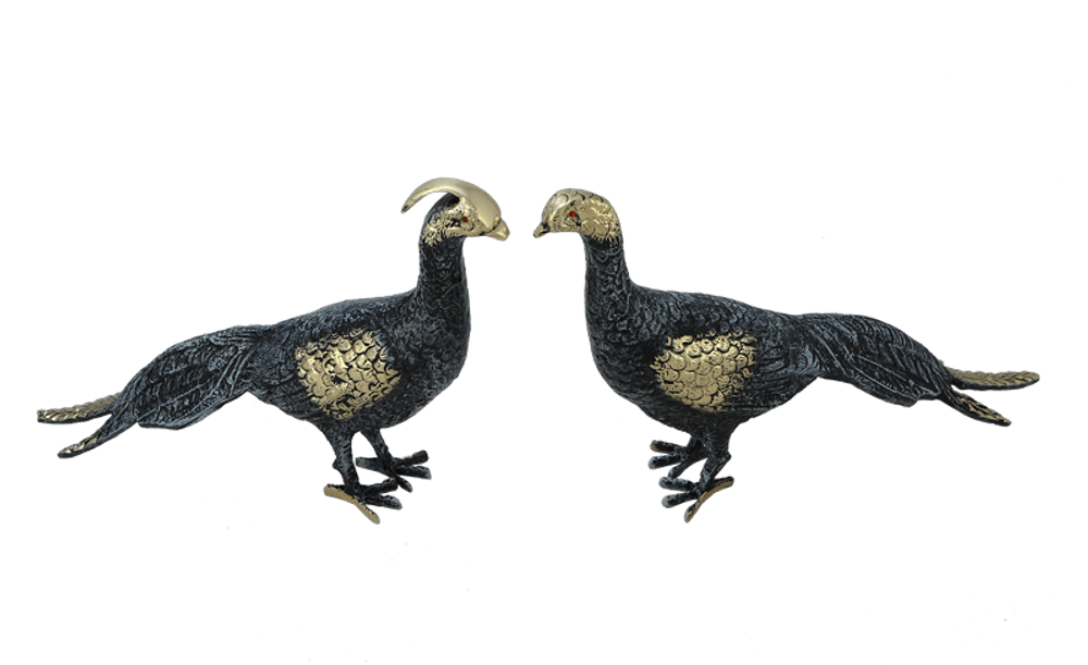 Статуэтки Павлины пара с синим отливом 19 х 32 см,