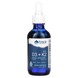 Trace Minerals Liquid Ionic D3 + K2 100mcg 59ml, Витамины Д3 и К2